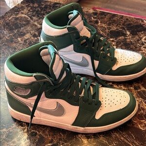 Jordan 1 High Green and White Sneakers